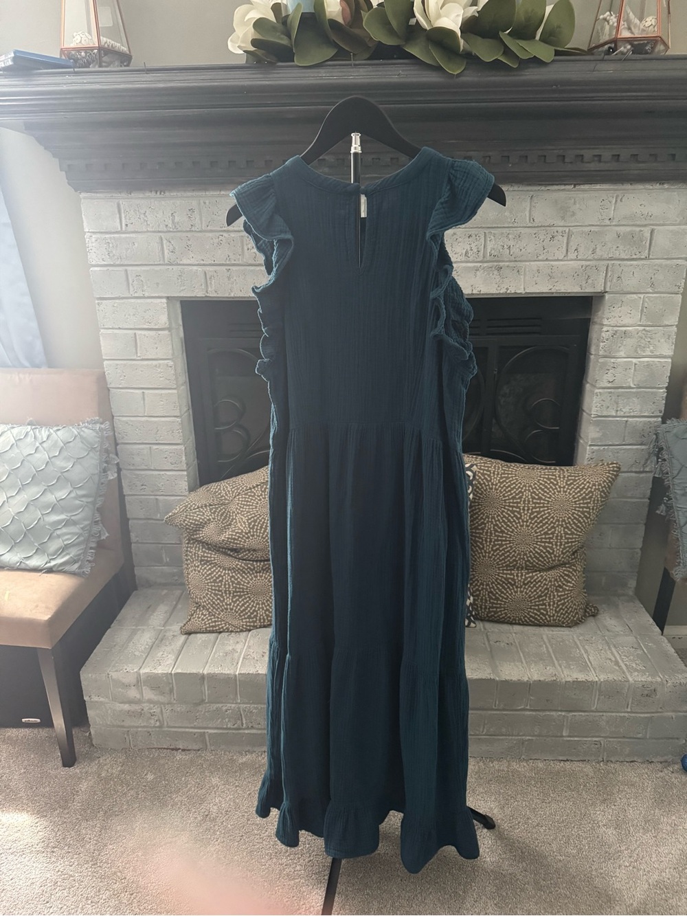 Universal Thread Teal Tiered Maxi Dress with Pockets - Picture 5 of 6